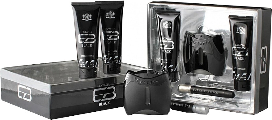 New Brand Extasia Black - Set (edt/100ml + edt/15ml + ash/130ml + sh/gel/130ml)  — photo N1