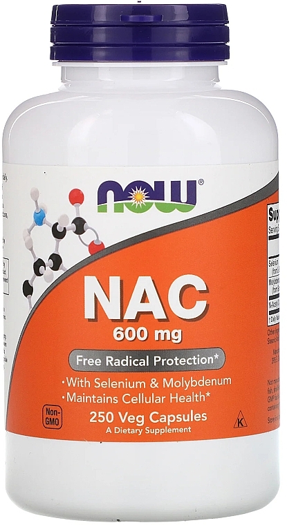 Dietary Supplement "NAC", 600mg - Now Foods NAC Veg Capsules — photo N4
