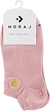 Women Short Socks with Heart Embroidery, pink - Moraj — photo N1