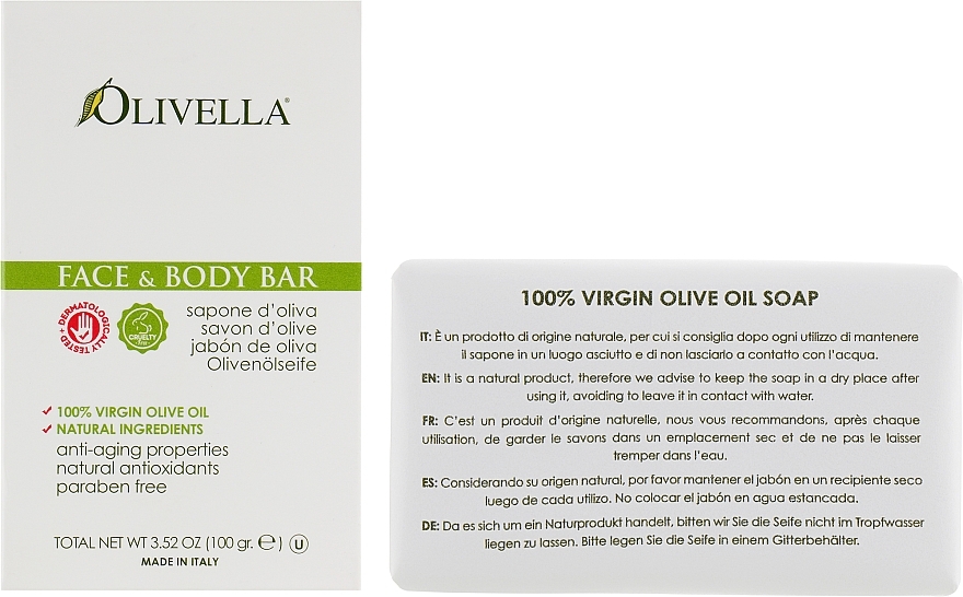 Olive Oil Face & Body Soap - Olivella Face & Body Soap Olive — photo N1