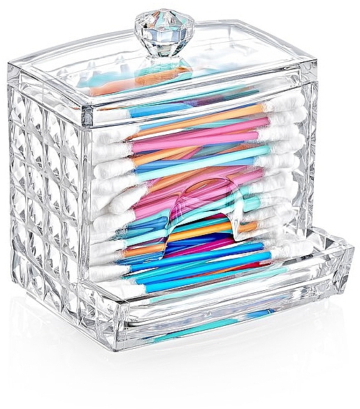 Cotton Buds Container "Diamond", 8.5x10x7 cm, transparent, plastic - BoxUp — photo N11