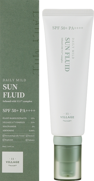Sunscreen Fluid - Village 11 Factory Daily Mild Sun Fluid SPF 50+ PA++++ — photo N2