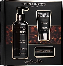 Fragrances, Perfumes, Cosmetics Hand Care Set - Baylis & Harding Black Pepper & Ginseng Signature Collection (h/wash/300ml + h/balm/50ml + n/brush/)