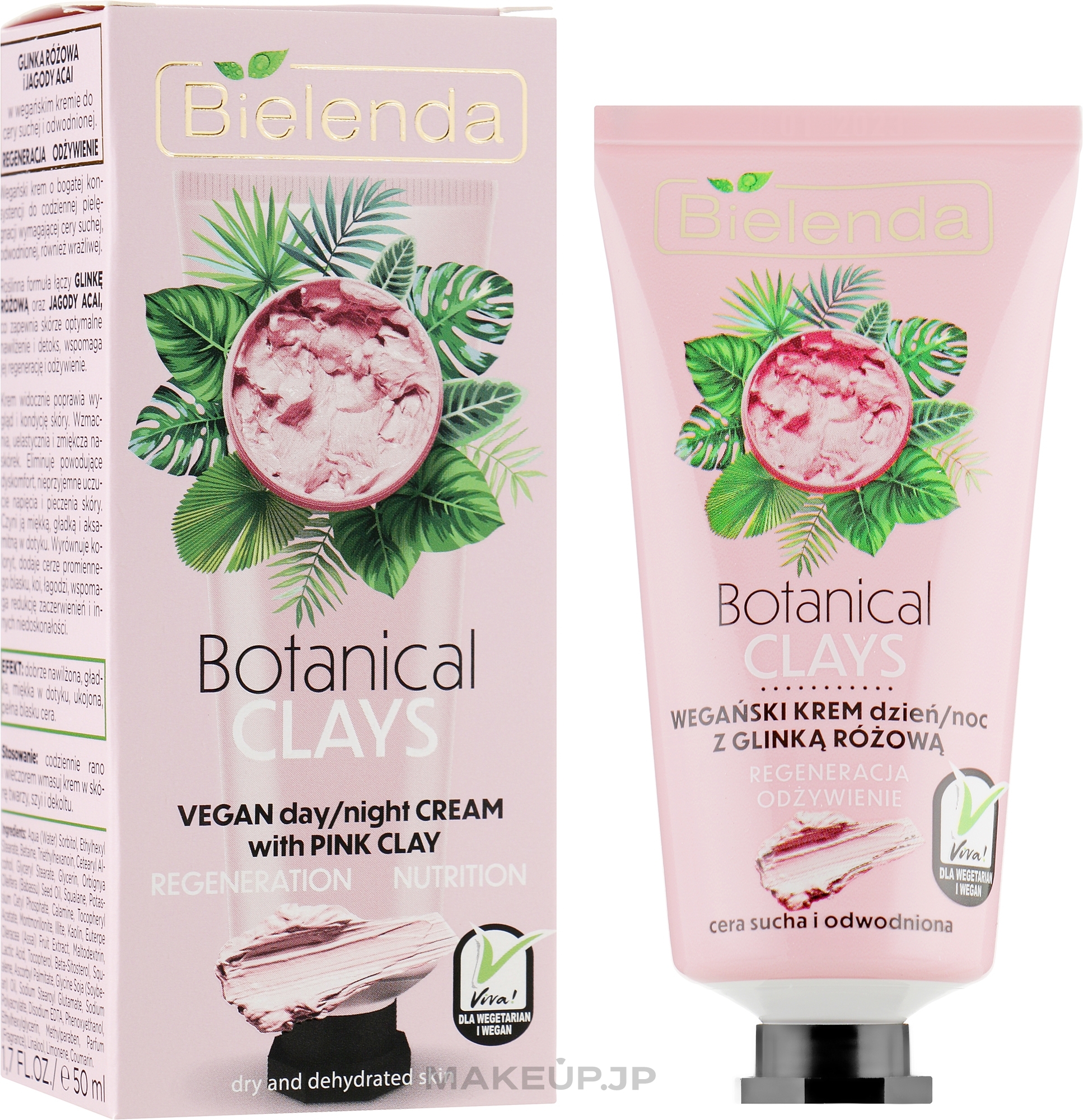 Pink Clay Face Cream - Bielenda Botanical Clays Vegan Day Night Cream Pink Clay — photo 50 ml
