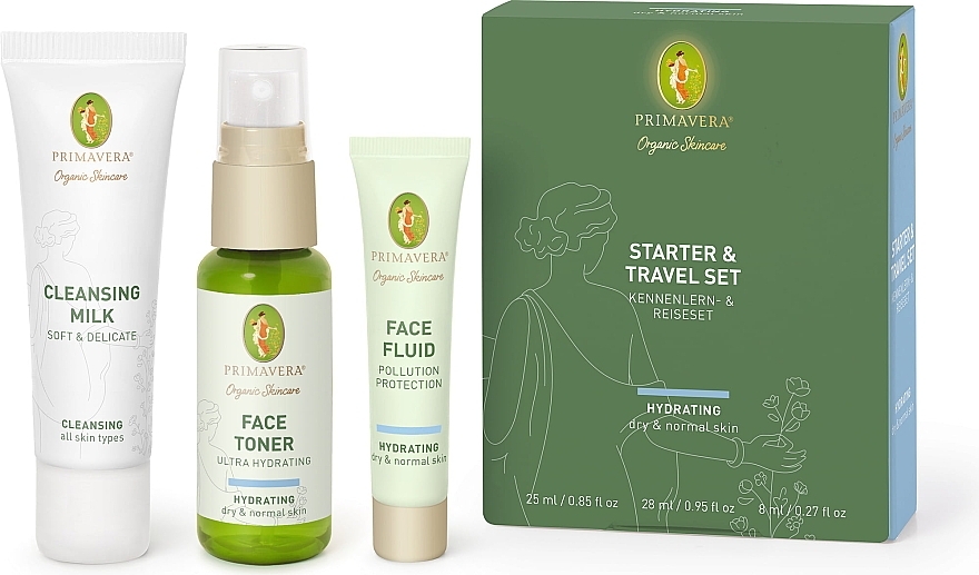 Set - Primavera Hydrating Starter & Travel Set (milk/25ml + toner/28ml + fluid/8ml) — photo N1