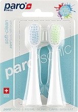 Fragrances, Perfumes, Cosmetics Sonic Toothbrush Heads, blue + green - Paro Swiss Sonic Soft-Clean