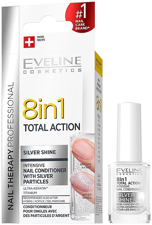 Intensive Repair Nail Conditioner 8in1 - Eveline Cosmetics 8in1 Silver Shine Nail Therapy — photo N2