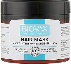 Fragrances, Perfumes, Cosmetics Keratin & Silk Hair Mask - Biovax Keratin + Silk Hair Mask