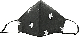 Fragrances, Perfumes, Cosmetics Protective Fabric Face Mask, black with large stars, size M - Gioia