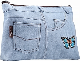 Fragrances, Perfumes, Cosmetics Motifs Makeup Bag, 94774, light blue with butterfly - Top Choice
