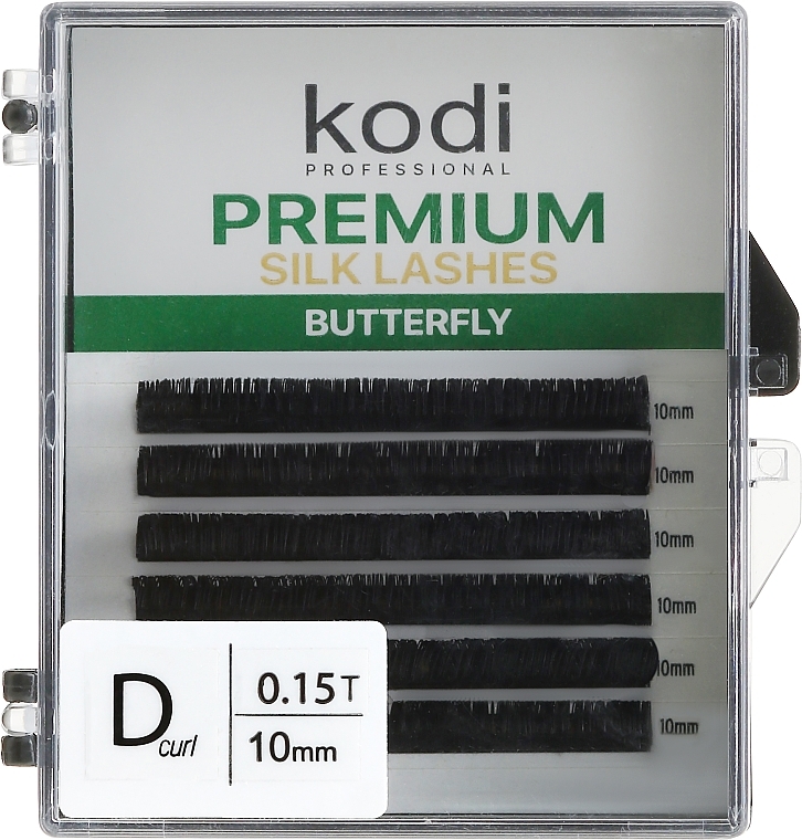 Eyelash Extensions 'Butterfly Green' D 0.15 (6 rows: 10 mm) - Kodi Professional — photo N1