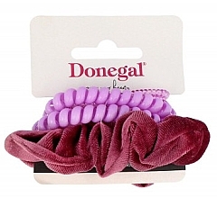 Hair Tie Set, 5 pcs, FA-5833, burgundy-lilac - Donegal — photo N1
