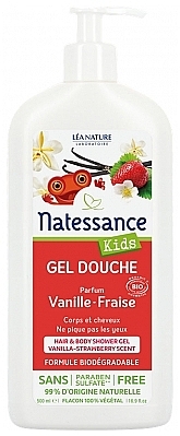 Organic Shower Gel - Natessance Kids Vanilla Strawberry Shower Gel — photo N1