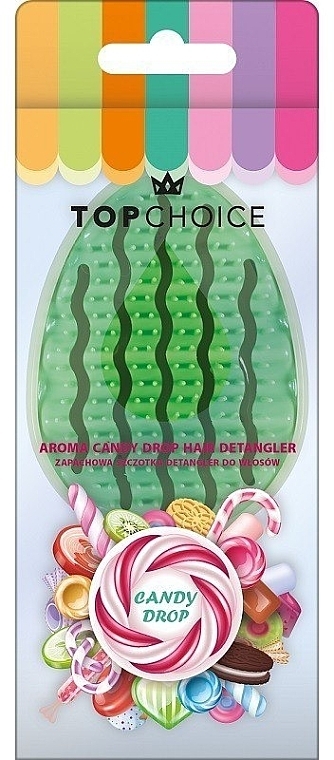 Hair Brush "Aroma Candy Drop" 64395, green - Top Choice Hair Detangler — photo N1