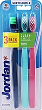 Soft Toothbrush, dark blue + mint + pink - Jordan Clean Smile Soft — photo N2