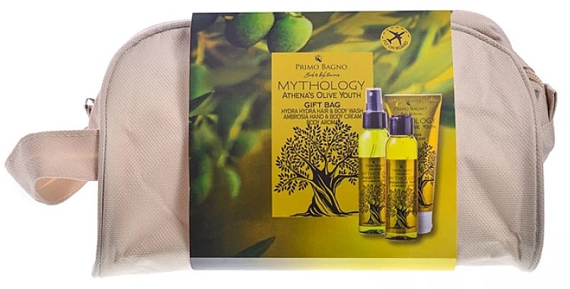 Skincare Set - Primo Bagno Mythology Athena's Olive Youth Gift Pack (b/cr/100 ml + essence/100 ml + h/cr/75 ml + pouch) — photo N1