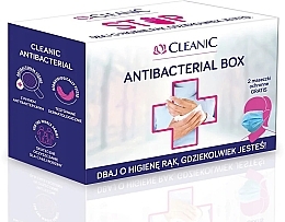 Fragrances, Perfumes, Cosmetics Set - Cleanic Antibacterial Box (wipes/3 pack + hand/gel/50ml + mask/2pcs)