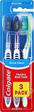 Toothbrush, medium, green + purple + dark blue - Colgate Extra Clean Medium — photo N1