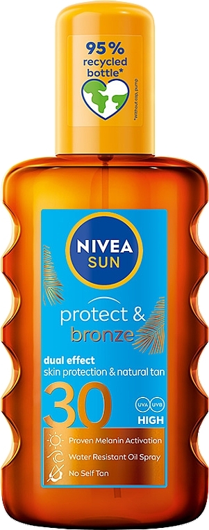 Sunscreen Spray for Suntan - Nivea Sun Protect & Bronze SPF30 Dual Effect Spray — photo N1