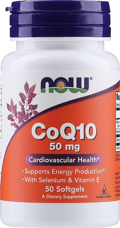 Coenzyme Q10, 50 mg, 50 softgels - Now Foods CoQ10 With Selenium & Vitamin E — photo N1