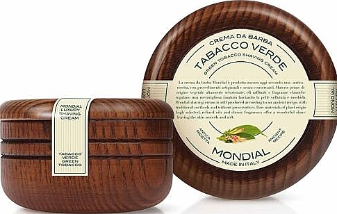 Shaving Cream 'Tabacco Verde' - Mondial Shaving Cream Wooden Bowl — photo N2