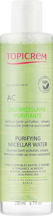 Cleansing Micellar Water - Topicrem AC Purifying Micellar Water — photo N1