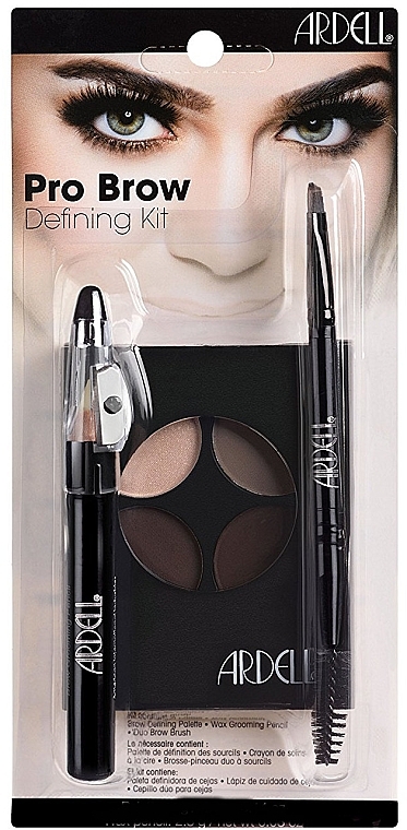 Set - Ardell Brow Pro Defining Kit (palette/4g + pencil/2.3g + brush/1pcs) — photo N1