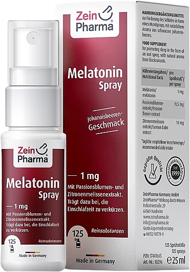 Melatonin” Dietary Supplement, spray, 1 mg - ZeinPharma Melatonin Spray 1 Mg — photo N1