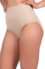 Seamless Boyshort Panties, laser cut, plus size, beige - Moraj — photo N1