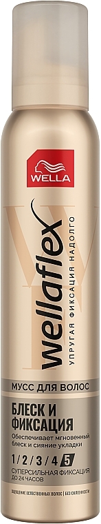 Super Strong Hold Hair Mousse "Shiny Hold" - Wella Wellaflex — photo N1