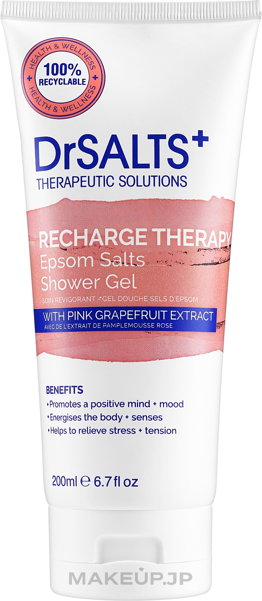 Shower Gel with Grapefruit Extract - Dr Salts + Recharge Therapy Epsom Shower Gel (tube) — photo 200 ml