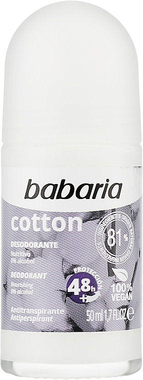 Cotton Extract Deodorant - Babaria Nourishing Roll-On Deodorant Cotton — photo N1