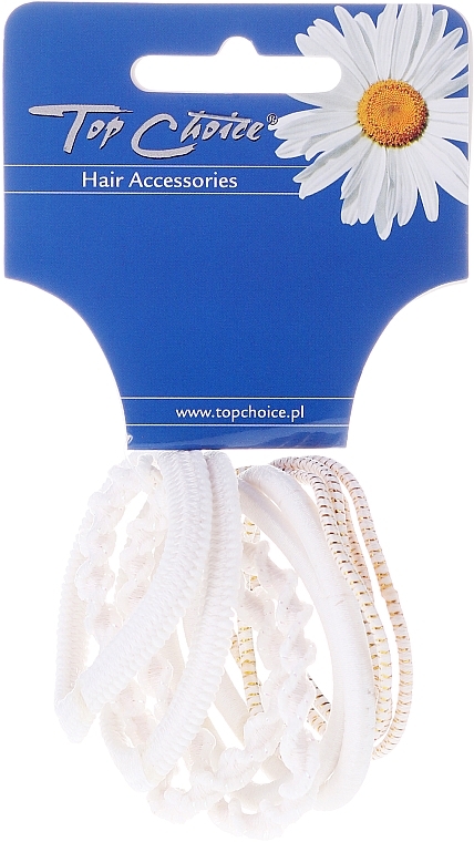 White Collection Hair Ties, white, 10 pcs - Top Choice — photo N1