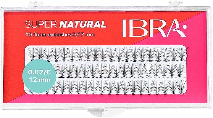 Individual Lashes - Ibra 10 Flares Eyelash Knot Free Naturals C 0,07 12MM — photo N1