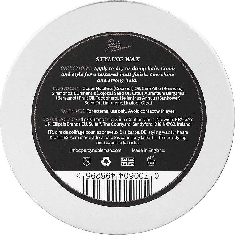 Hair Styling Wax - Percy Nobleman Styling Wax — photo N2