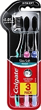 Ultra Soft Toothbrushes, turquoise + pink + purple - Colgate Slim Soft Charcoal Ultra Soft — photo N2