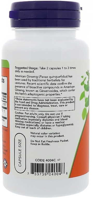 American Ginseng, capsules, 500mg - Now Foods American Ginseng — photo N3