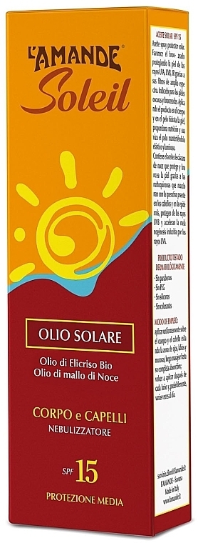 Sunscreen Oil SPF15 - L'Amande Soleil Olio Solare Corpo Capelli SPF 15 — photo N2