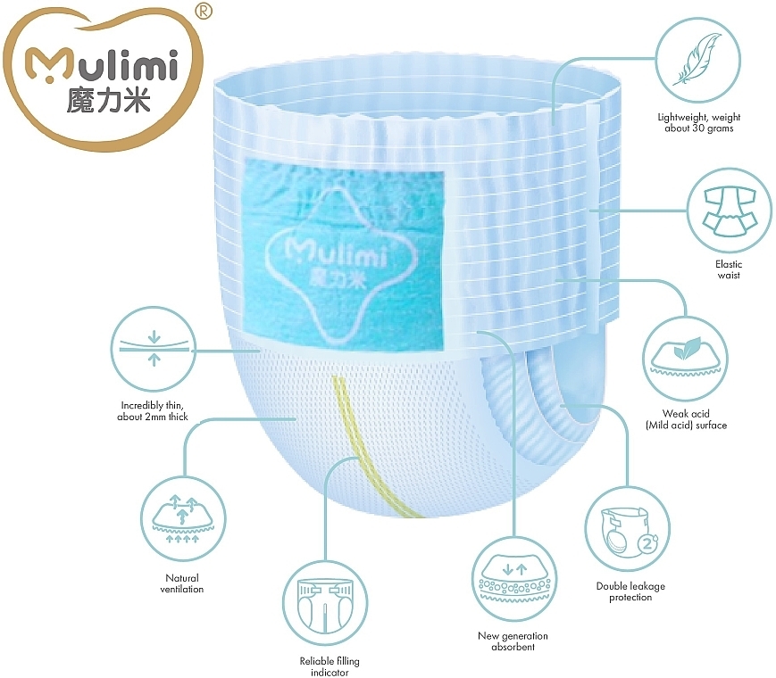 Diapers-Panties PL 9-14 kg, 40 pcs - Mulimi — photo N2