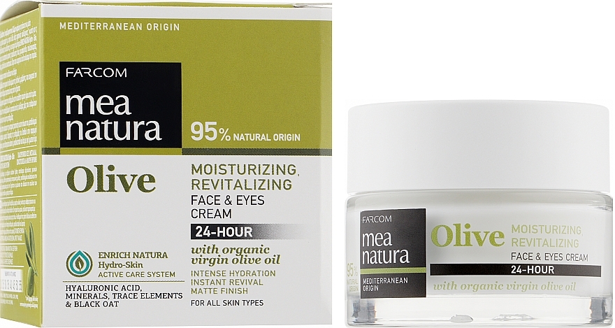 Moisturising & Revitalising Face and Eye Cream - Mea Natura Olive 24h Moisturizing And Revitalizing Face&Eyes Cream — photo N2