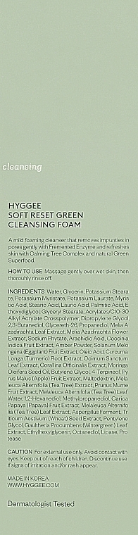 グリーンスーパーフード複合体を配合したクレンジングフォーム - Hyggee Soft Reset Green Cleansing Foam — photo N3