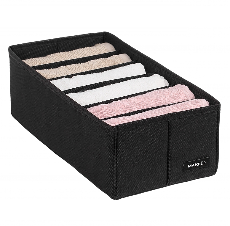 Storage Organiser with 6 Compartments 'Home', black 30x15x10 cm - MAKEUP Drawer Underwear Organizer Black — photo N9