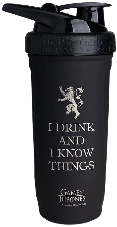 Shaker, 900 ml - SmartShake Game Of Thrones I Drink And I Know Things Reforce Stainless Steel — photo N1