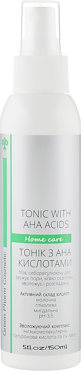 Face Tonic with AHA Acids - Green Pharm Cosmetic Home Care Tonic With Aha Acids PH 3,5 — photo N1