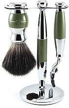 Fragrances, Perfumes, Cosmetics Shaving Set - Edwin Jagger Green & Chrome 3 Piece Mach3 Set Black Synthetic