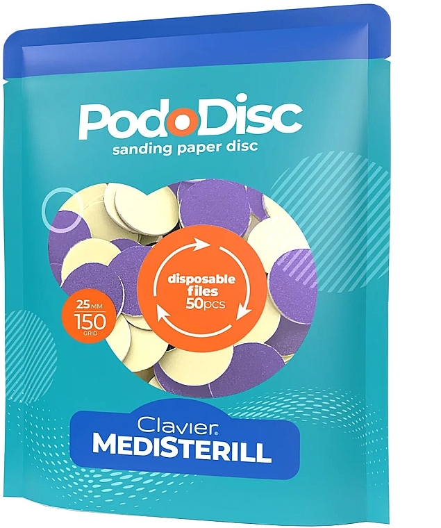 Replaceable Polishing Discs for Pedicure L 150/25 mm, 50 pcs. - Medisterill PodoDisc Keyboard — photo N1