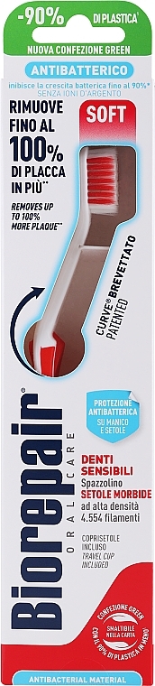 Toothbrush "Perfect Cleaning", soft, red & white - Biorepair Oral Care Pro — photo N2