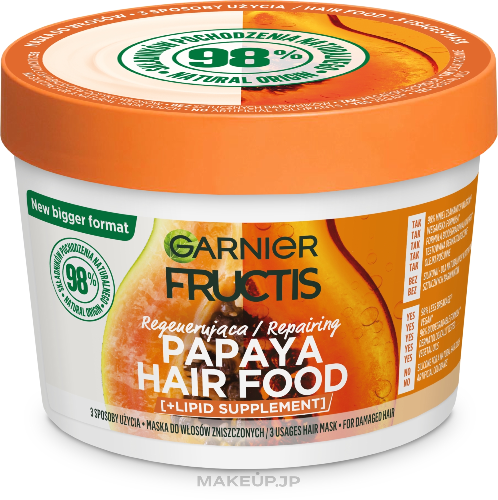 Regenerating Mask for Damaged Hair - Garnier Fructis Hair Food Papaya — photo 400 ml