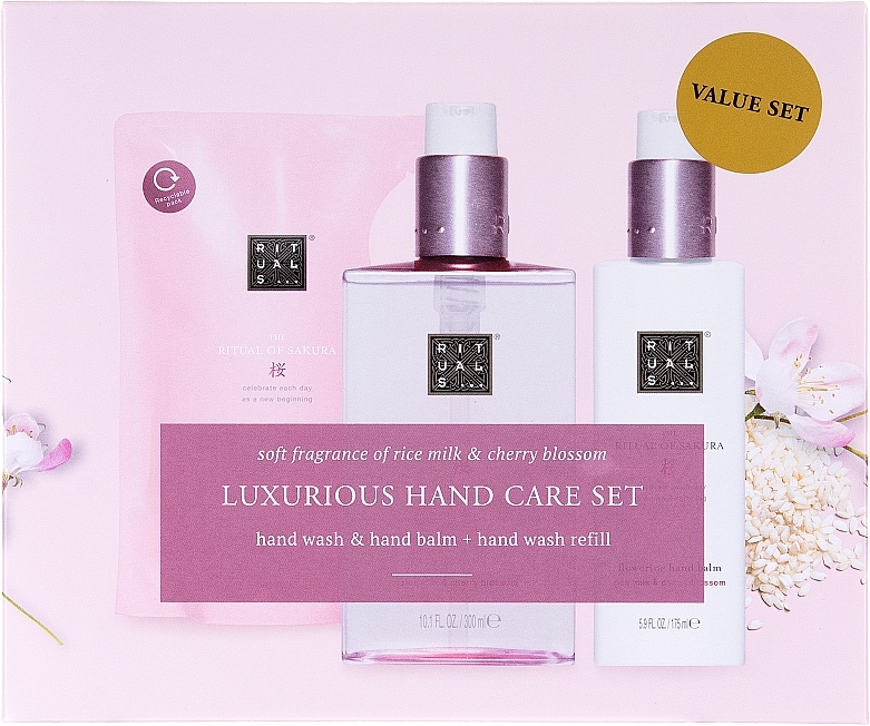 Set - Rituals The Ritual Of Sakura Luxurious Hand Care Set (h/wash/2x300ml + h/balm/175ml) — photo N2