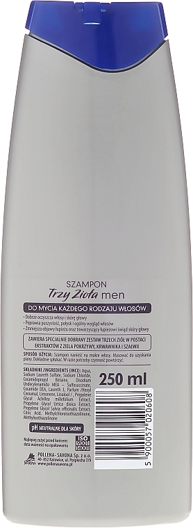 Men Shampoo - Pollena Savona Three Herbs Men Shampoo — photo N2